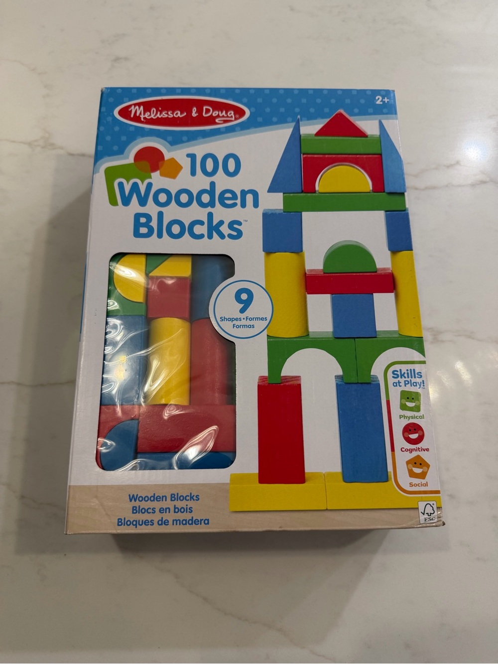 Melissa & Doug Wooden Building Blocks Set - Red, Blue, Green, Yellow
